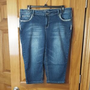 Apollo Jeans Blue Cropped Capri Jeans with Stretch, Size 17/18, Like New